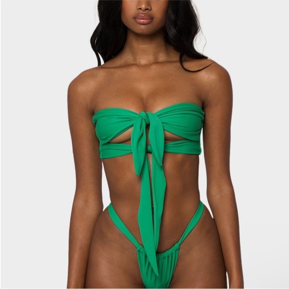 Khassani Jelly Bandeau & Jelly Bottoms Bikini Set Green